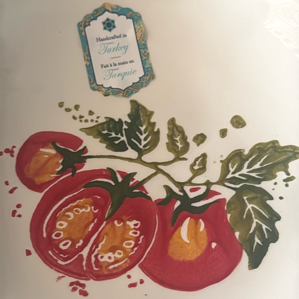 4pc PAPART SERAMIK Handcrafted In Turkey Pasta Salad Bowl - Tomatoes On A Vine - Picture 4 of 13